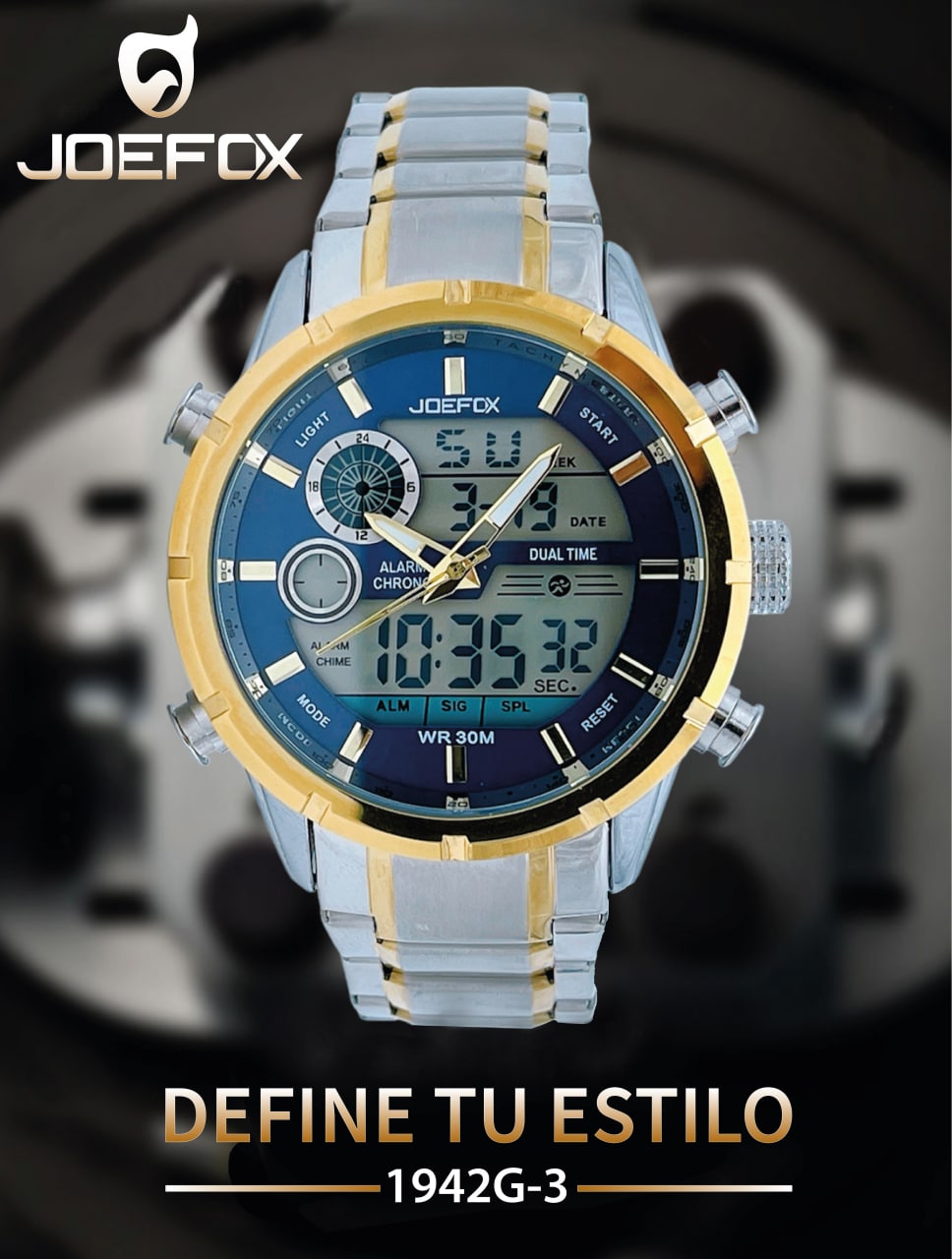 𝟏𝟗𝟒𝟐𝐆-3 RELOJ  JFX 𝐀𝐍𝐀-𝐃𝐈𝐆 𝐋𝐔𝐙 𝐋𝐄𝐃 𝐒𝐈𝐋𝐈𝐂𝐎𝐍𝐀 𝐇𝐎𝐌𝐁𝐑𝐄